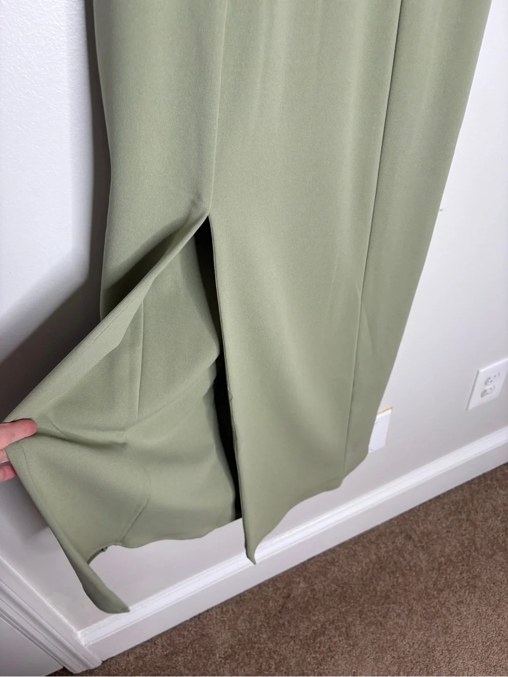 NWT Show Me Your MuMu Eden Midi Dress Square Neck Stretchy Moss Green Size S - Picture 6 of 8